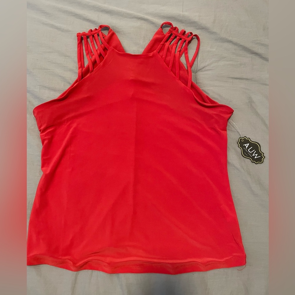 AUW Women's Vibrant Red Strappy Tank Top. NWTs
